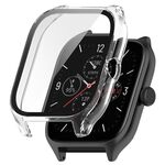 Per Amazfit GTS 4 PC + custodia protettiva integrata in vetro temperato (bianco trasparente)