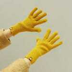 227-A0124 Guanti touchscreen caldi a righe in maglia di lana Guanti da ciclismo caldi invernali (giallo)