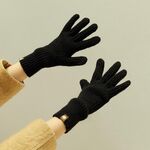 227-A0124 Guanti touchscreen caldi a righe in maglia di lana Guanti da ciclismo caldi invernali (nero)