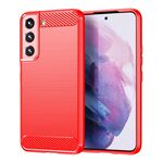 Per Samsung Galaxy S23 + 5G Custodia per telefono in fibra di carbonio con struttura spazzolata (rossa)
