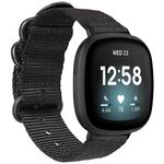 Per Fitbit Versa 4 / Sense 2 Cinturino universale in nylon con fibbia in acciaio a tre anelli (nero)