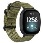 Per Fitbit Versa 4 / Sense 2 Cinturino universale in nylon con fibbia in acciaio a tre anelli (verde militare)