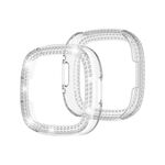 Per Fitbit Versa 4 / Sense 2 Cassa dell'orologio per PC con placcatura elettrolitica diamantata a doppia fila (trasparente)