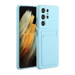 Per Samsung Galaxy S22 Ultra 5G Card Slot Design Antiurto TPU Phone Case (Sky Blue)