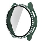 Per Samsung Galaxy Watch5 40mm Singola Fila Diamond PC + Cassa dell'orologio in vetro temperato (verde scuro)