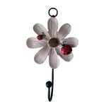 Appendiabiti da parete con fiori in resina per decorazioni per la casa (bianco)