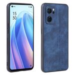 Per OPPO Reno7 5G AZNS 3D Custodia per telefono in rilievo con pelle (blu zaffiro)