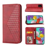 Per Samsung Galaxy A51 4G Cubic Griglia Vitello Texture Chiusura Magnetica Cassa Del Telefono In Pelle (Rosso)