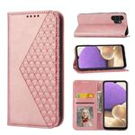 Per Samsung Galaxy A32 4G Cubic Griglia Vitello Texture Chiusura Magnetica Cassa Del Telefono In Pelle (Oro Rosa)