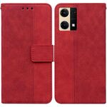 Per OPPO Reno7 4G Custodia per cellulare in pelle con rilievo geometrico (rosso)