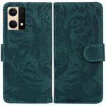 Per OPPO Reno7 4G Tiger Goffratura modello Flip Custodia in pelle per telefono (verde)