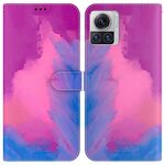 Per Motorola Moto X30 Pro 5G / Edge 30 Custodia per telefono in pelle con motivo ad acquerello ultra (viola rosso)