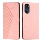 Per Motorola Moto G 2022 5G Diamond Pattern Splicing Skin Feel Custodia magnetica per telefono (oro rosa)