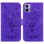 Per Motorola Edge 30 Neo / Edge 30 Lite Custodia per telefono in pelle goffrata rosa farfalla (viola)