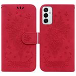 Per Samsung Galaxy M13 4G Custodia per telefono in pelle goffrata farfalla rosa (rosso)