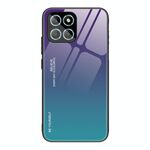 Custodia per telefono in vetro colorato sfumato per Honor X8 (Aurora blu)