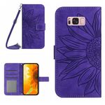 Per Samsung Galaxy S8 Skin Feel Sun Flower Pattern Flip Custodia in pelle con cordino (viola scuro)