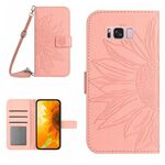 Per Samsung Galaxy S8 + Skin Feel Sun Flower Pattern Flip Custodia in pelle per telefono con cordino (rosa)