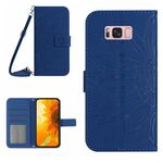 Per Samsung Galaxy S8 + Skin Feel Sun Flower Pattern Flip Custodia in pelle con cordino (blu scuro)