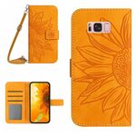 Per Samsung Galaxy S8 + Skin Feel Sun Flower Pattern Flip Custodia in pelle per telefono con cordino (giallo)