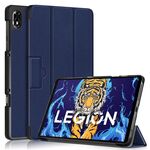 Per Lenovo Legion Y700 Custodia per tablet intelligente in pelle Custer con fibbia magnetica 3 pieghevoli (blu scuro)