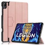 Per Lenovo Legion Y700 Custodia per tablet intelligente in pelle Custer con fibbia magnetica 3 pieghevoli (oro rosa)