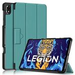 Per Lenovo Legion Y700 Custodia per tablet intelligente in pelle Custer con fibbia magnetica 3 pieghevoli (verde scuro)