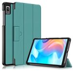 Per Realme Pad Mini 8.7 Custodia per tablet in pelle Custer con fibbia magnetica pieghevole a 3 pieghe (verde scuro)