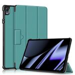Per OPPO Pad 11 pollici Custodia per tablet in pelle con struttura Custer con fibbia magnetica a 3 pieghe (verde scuro)