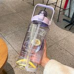 GYBL4503 Borraccia da 2000 ml per sport all'aria aperta di grande capacità con cannuccia, specifica: viola