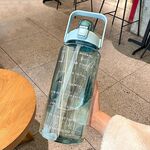 GYBL4503 Borraccia da 2000 ml per sport all'aria aperta di grande capacità con cannuccia, specifiche: verde + adesivi 3D