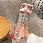 GYBL4503 Borraccia da 2000 ml per sport all'aria aperta di grande capacità con cannuccia, specifiche: rosa + adesivi