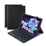 AM20-BS Pelle di Agnello Texture Ultra-sottile Retroilluminazione Tastiera Bluetooth Custodia Tablet in Pelle per Lenovo Xiaoxin Pad 2022 10.6 pollici/Tab M10 Plus 10.6 3a Gen 2022 (Nero)