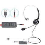 VT200 Cuffia per operatore con cuffia telefonica a orecchio singolo con microfono, specifiche: spina singola da 3,5 mm a USB