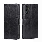 Per Samsung Galaxy A04s Custodia per telefono in pelle a vibrazione orizzontale con cuciture geometriche (nera)