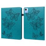 Per Realme Pad X Custodia per tablet in pelle con motivo a farfalla in rilievo (blu)