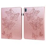Per Nokia T20 10.4 2021 Custodia per tablet in pelle con motivo a farfalla in rilievo (rosa)