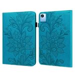 Per Realme Pad X Custodia per tablet in pelle con motivo floreale in pizzo (blu)