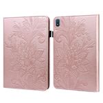 Per Nokia T20 10.4 2021 Custodia per tablet in pelle con motivo floreale in pizzo (rosa)