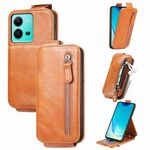 Per vivo V25 Portafoglio con cerniera verticale Custodia in pelle per telefono (marrone)