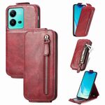 Per vivo V25 Portafoglio con cerniera verticale Custodia in pelle per telefono (rosso)