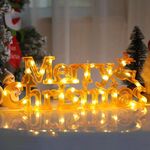 Luci di modellazione di lettere di buon Natale (batteria a bottone giallo)