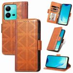 Per vivo V25 Custodia per cellulare in pelle con griglia (marrone)