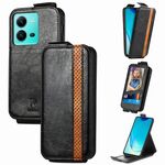 Per vivo V25 Porta carte di credito con giunzione verticale Custodia per telefono in pelle Flip (nero)