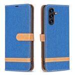 Per Samsung Galaxy A14 5G Color Block Denim Texture Custodia per telefono in pelle (blu reale)