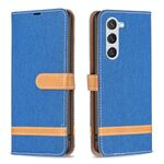 Per Samsung Galaxy S23 5G Color Block Denim Texture Custodia per telefono in pelle (blu reale)