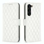 Per Samsung Galaxy S23 + 5G Diamond Lattice Portafoglio in pelle Flip Phone Case (bianco)