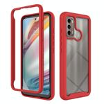 Per Motorola Moto G60 Starry Sky Tinta unita TPU Clear PC Phone Case (rosso)