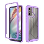 Per Motorola Moto G60 Starry Sky Tinta unita TPU Clear PC Phone Case (viola)