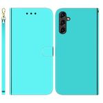 Per Samsung Galaxy A14 5G Custodia in pelle con superficie a specchio imitata (verde menta)